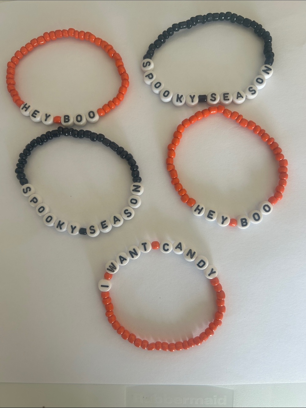 5 each Kids Orange & Black Halloween Beaded Bracelet Set - Unbranded